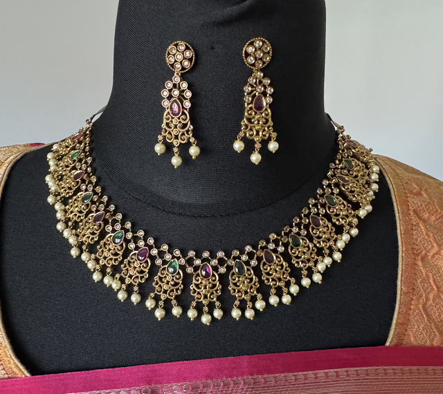 Temple Necklace with Ear rings 