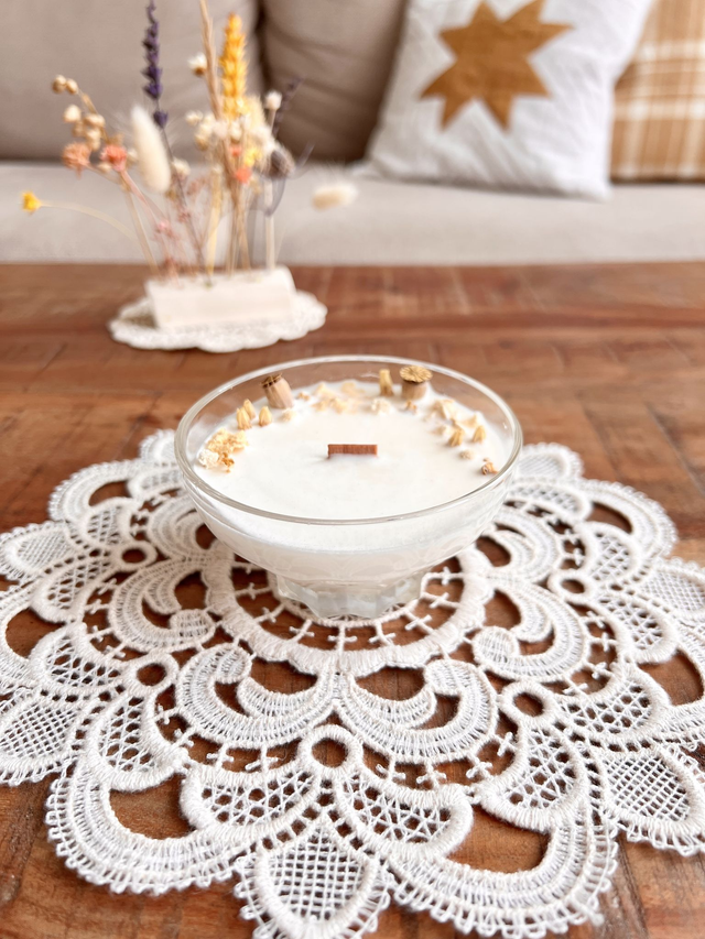 ✨ Bougie Noix de coco - verre "à facettes"