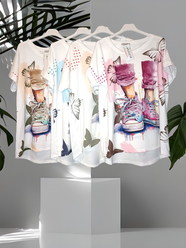 Motivshirt (pink & braun)