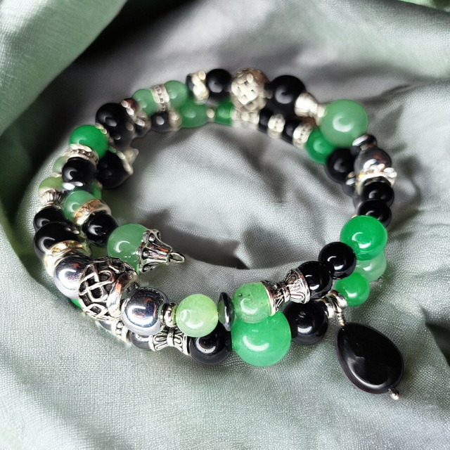 Bracelet NOX - Obsidienne/Hématite/Aventurine verte