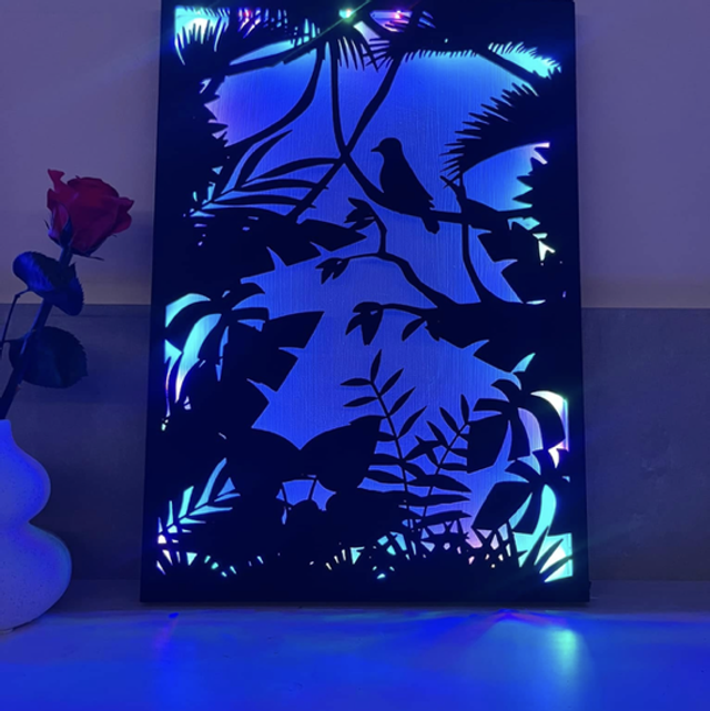 Cadre lumineux oiseaux tropical 