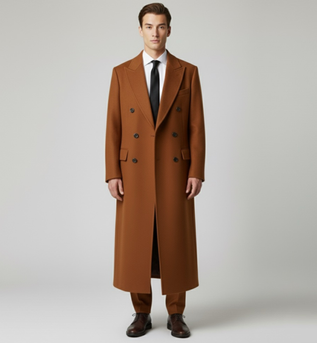 Cappotto doppio petto lungo terra bruciata 