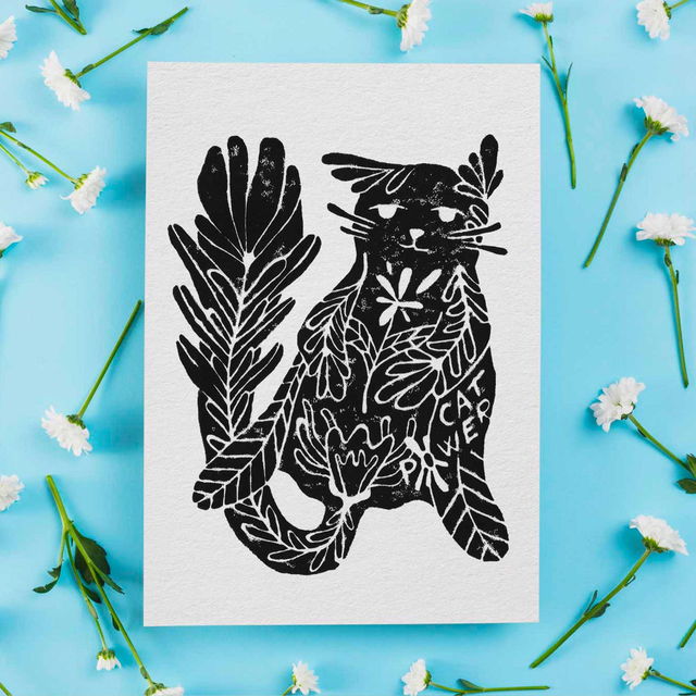 Linogravure "Cat Power" - lesbianisme