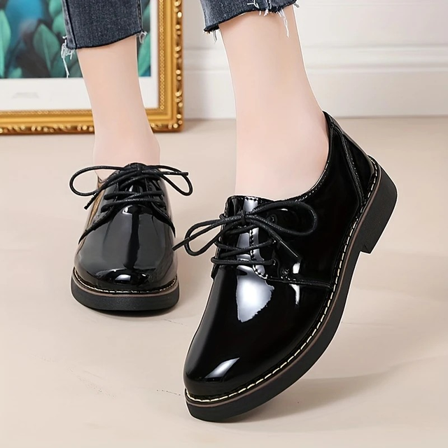 Women's Black Synthetic Cover Oxford Shoes