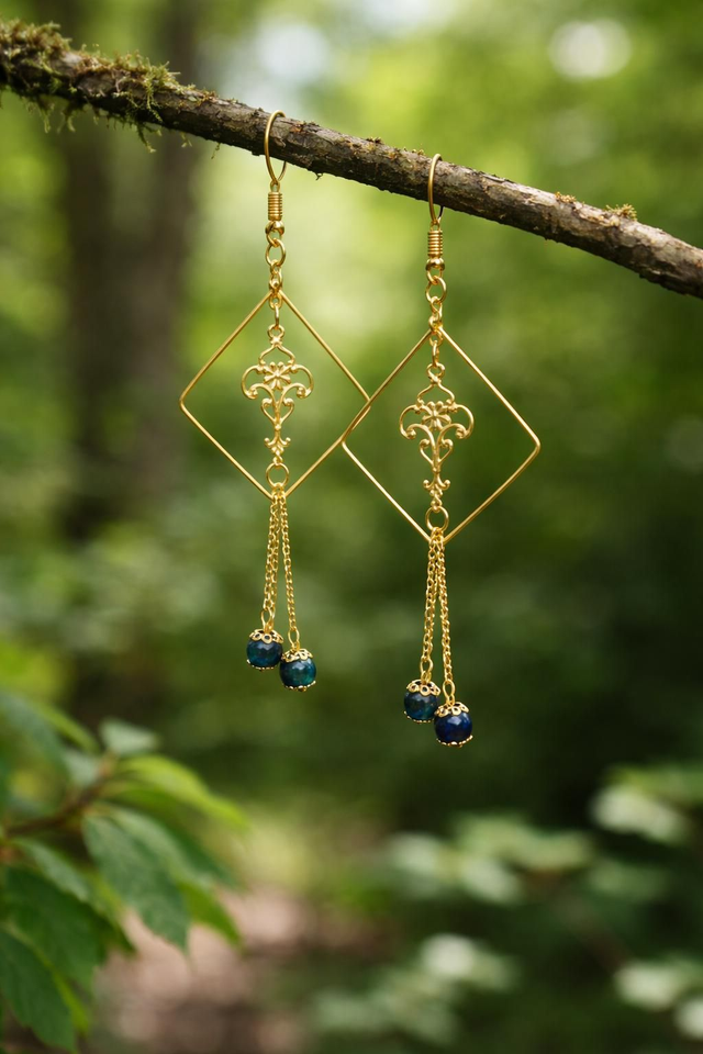 Boucles d'oreilles Azurite - Clarté intérieure &amp; intuition profonde