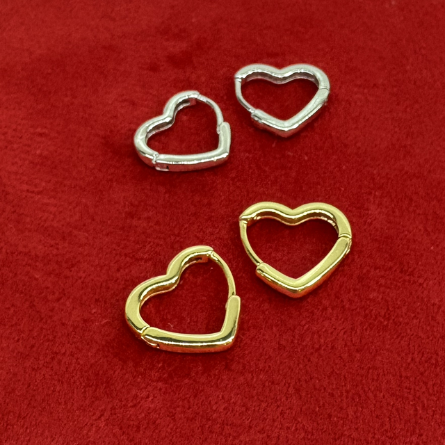 Stainless Steel Heart Huggie Earrings