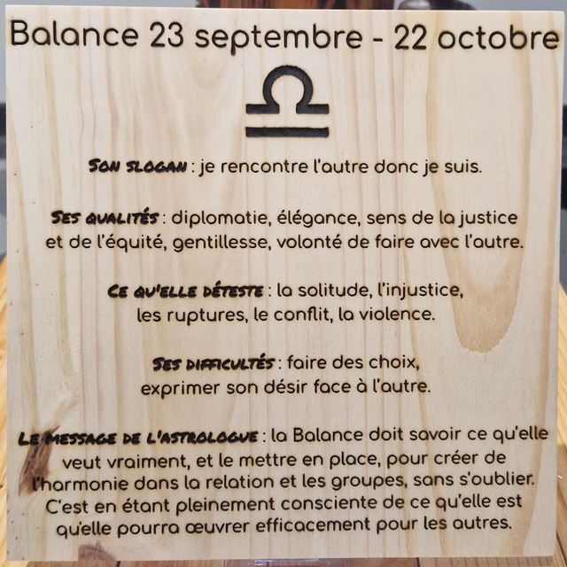 Gravure sur bois de la Balance