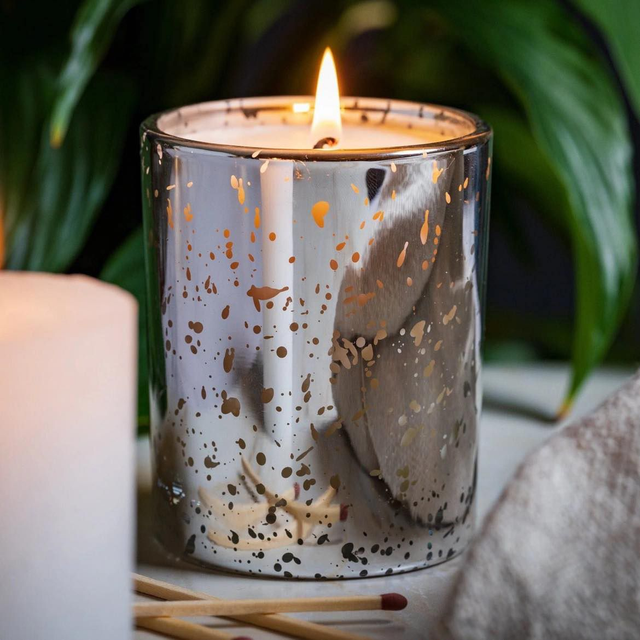 Silver Electroplated Glass Candle 240g