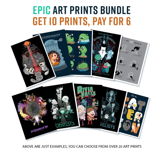 EPIC Artprints Bundel - Get 10 prints, pay for 6 - SIGNED A4 Art Prints 