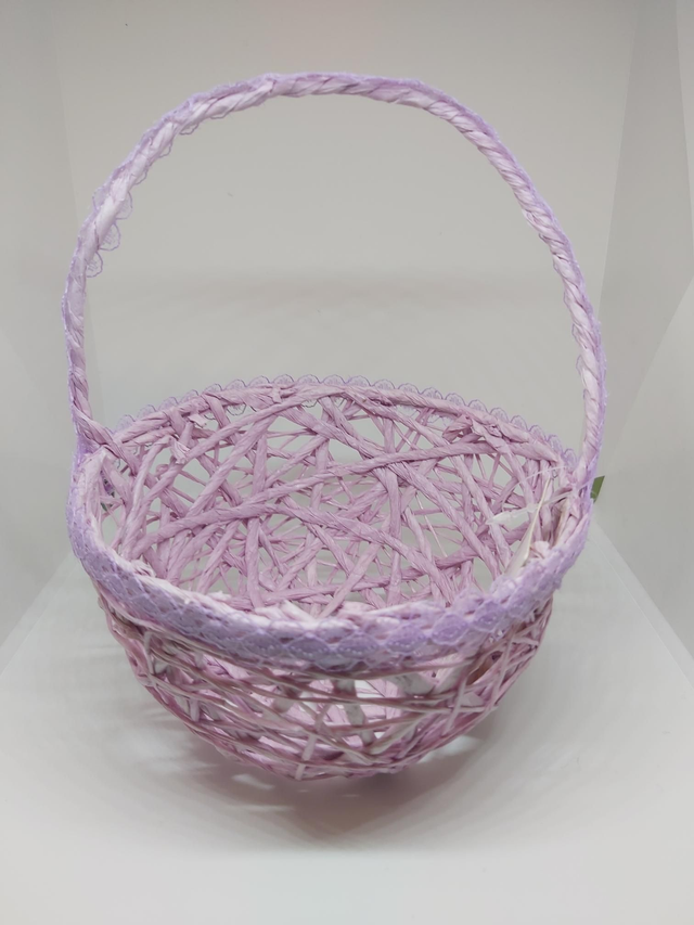 cestino lilla realizzato con corda