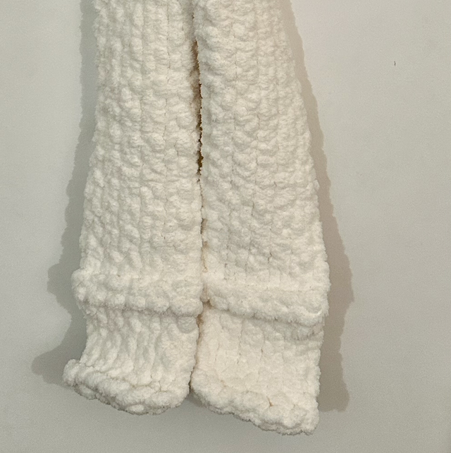White Chenille Wool Scarf 