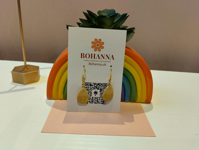 Gold Speckled Teardrop Earrings | Handmade Polymer Clay Jewellery
