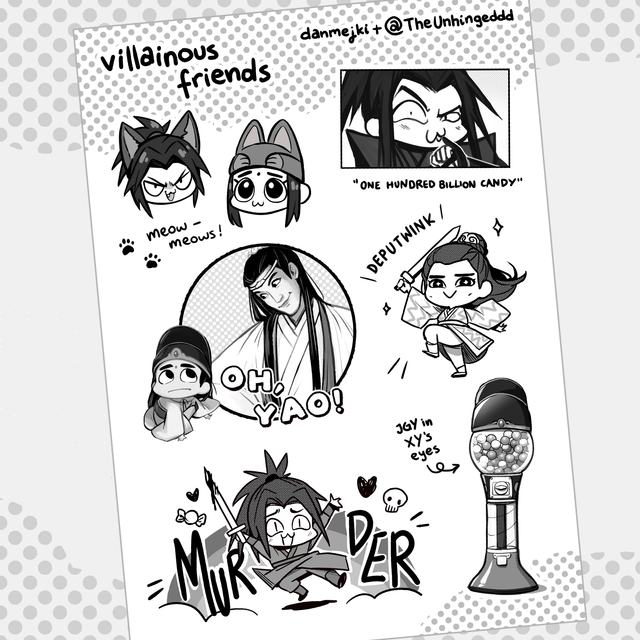 Villainous Friends sticker sheet