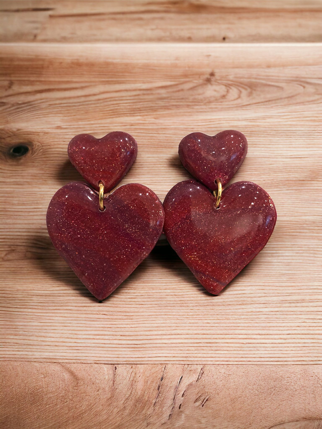 DOUBLE COEUR GRENAT/VIOLET