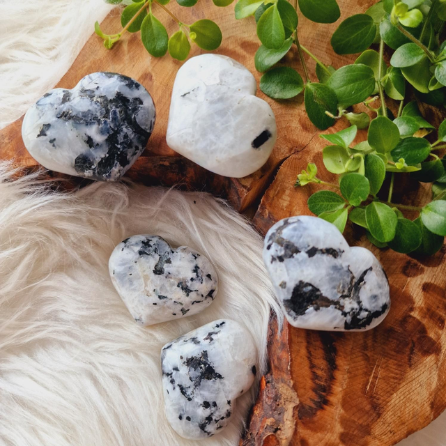 Rainbow Moonstone Hearts