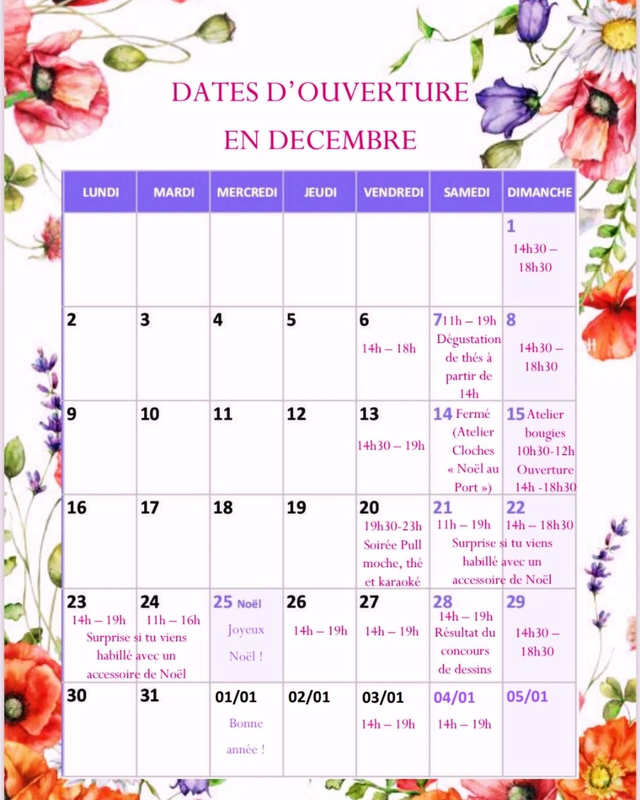 Planning de décembre 2024