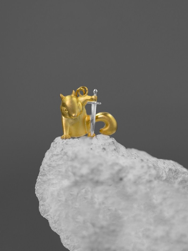  Squirrel Man Silver Necklace