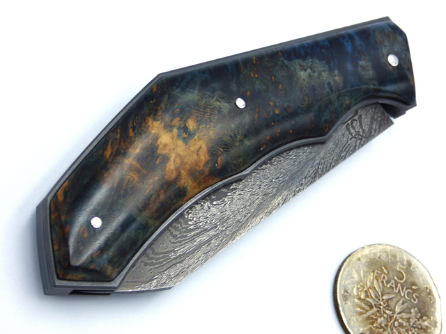 No'Name, cran forcé, Loupe d'Amboine stabilisée bleue Novawood.