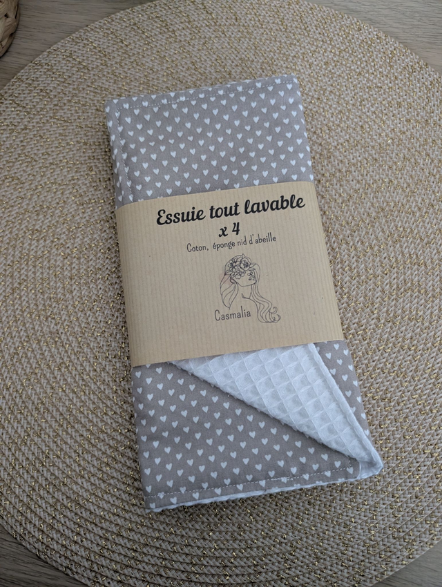 Essuies tout lavables petits coeurs