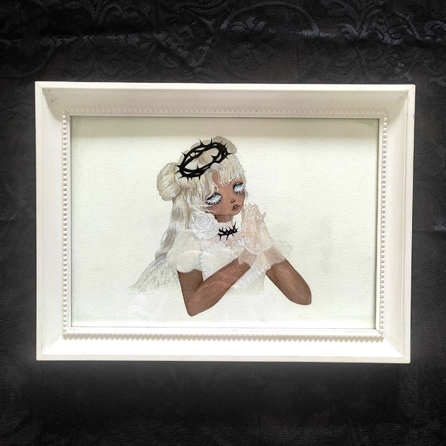 Original art ~ At the heart of echoes ~ Angel core ~ Paint and pencils