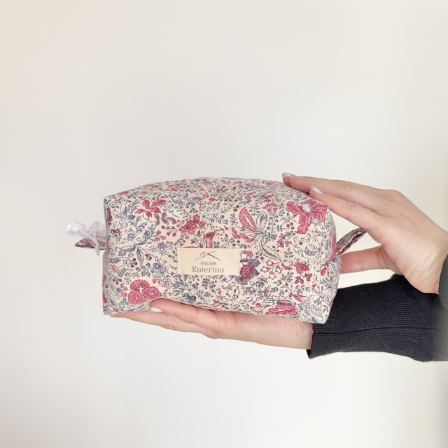 Trousse de toilette / maquillage coton fleuri