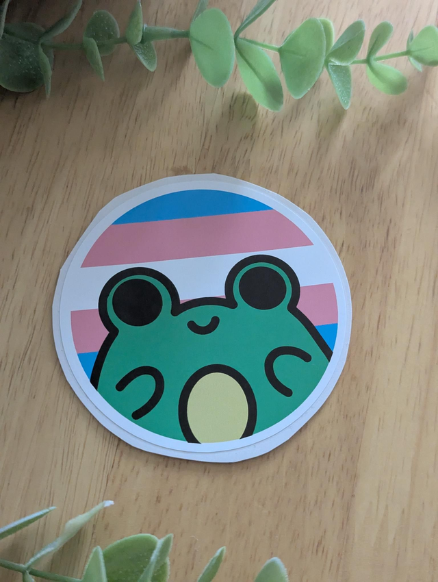 Trans pride frog sticker 