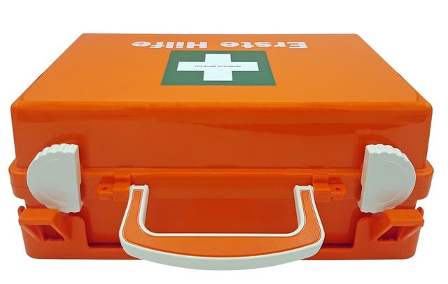 1-Hëllef-Këscht  mat Wandhalterung, Dübel a Schrauwen gefëllt no der DIN 1357