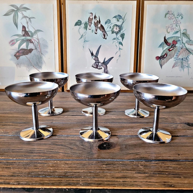 Coupes à glaces inox 18/10 vintage 70-80, forme ronde (lot de 6)