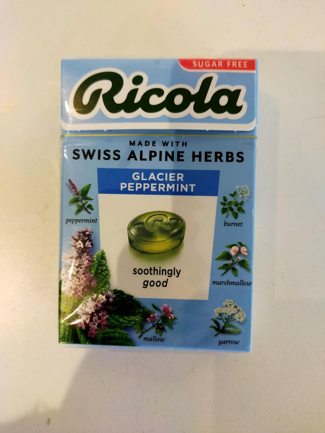 Ricola Sugar Free Glacier Peppermint Lozenge Box 45g 53052