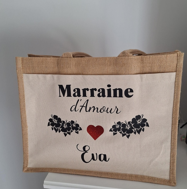 Grand sac cabas en jute &amp; coton