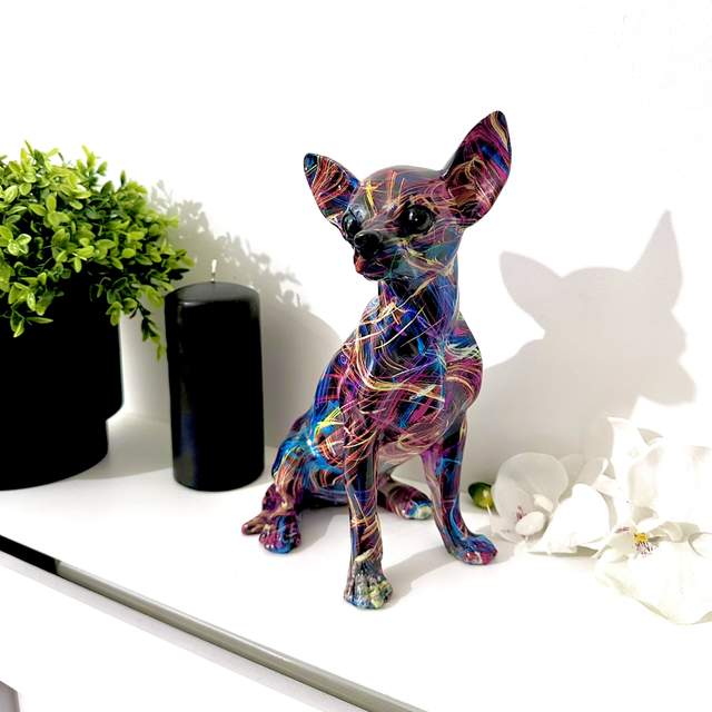 Supernova Chihuahua Ornament - Celestial Home Decor - Multicolored Dog Figurine