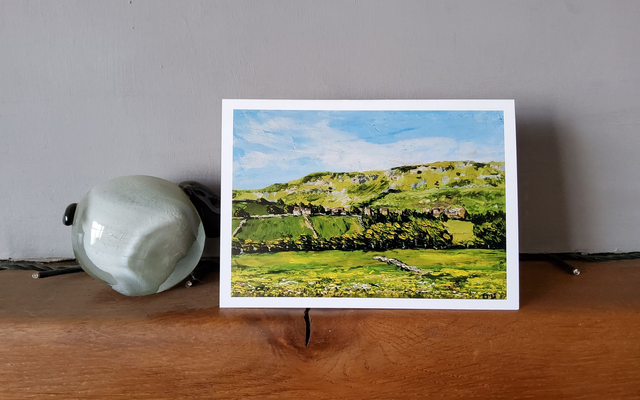 Summer meadows and Reeth. Art card