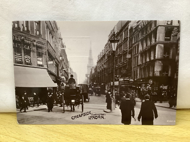 London CHEAPSIDE looking East busy street scene Posted, Davidson Bros postcard Our Ref A61 £5.00