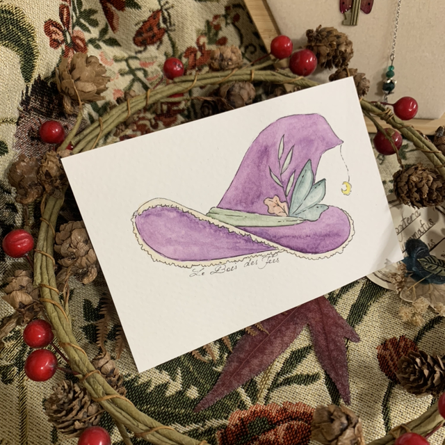 Carte illustrée Chapeau de Sorcière - original