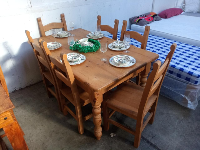 Hardwood Dining Table and Six Chairs