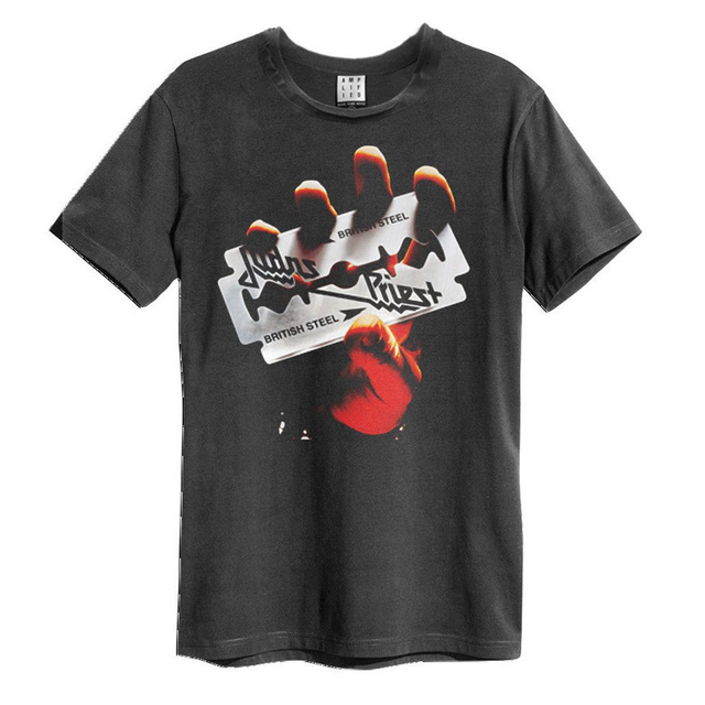 Judas Priest British Steel Amplified Vintage Charcoal T Shirt