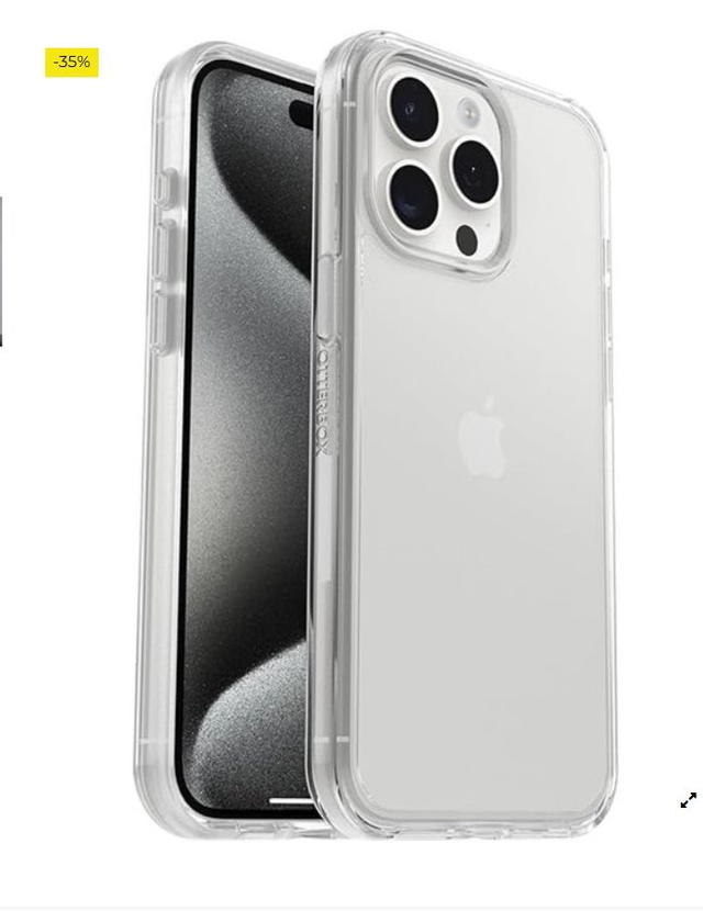 Otterbox Funda para iPhone 15 Pro MAX Symmetry Clear,Resistente a Golpes y caídas,Fina,Testada 3X con los estándares Militares
