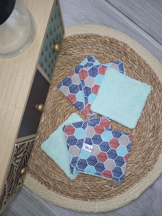 Lingettes Hexagones bleu/menthe