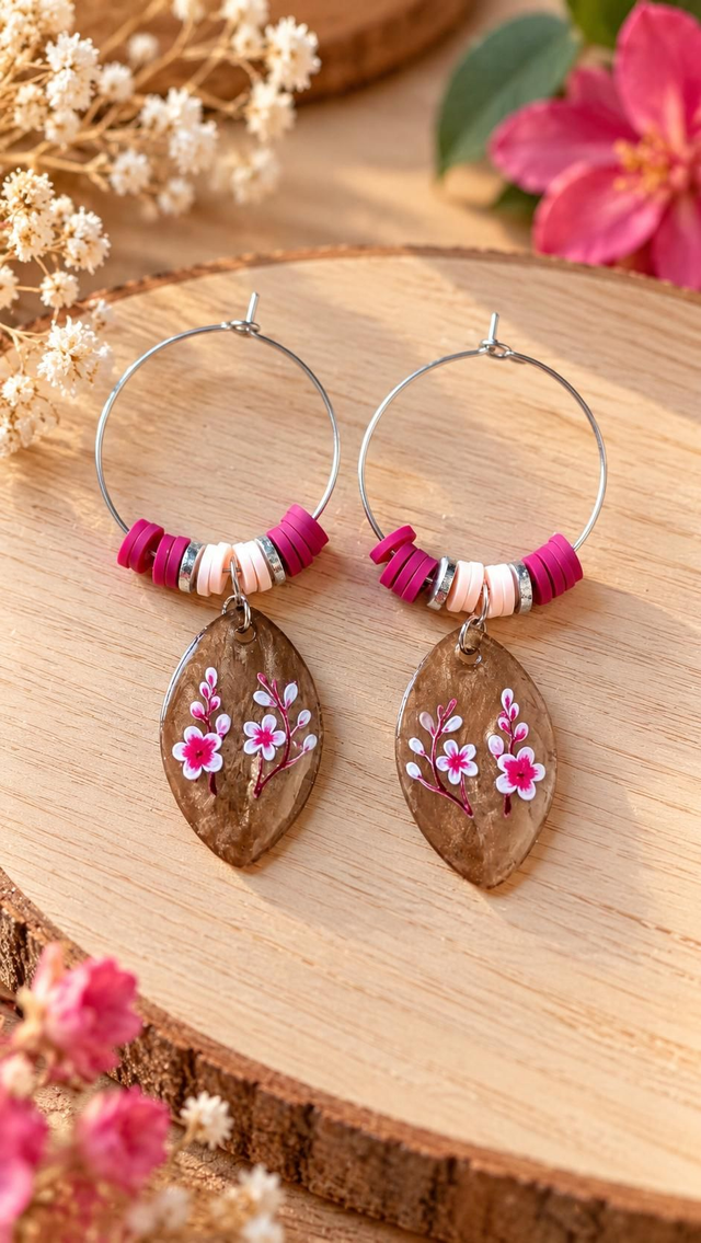Boucles d'oreilles Sakuria roses