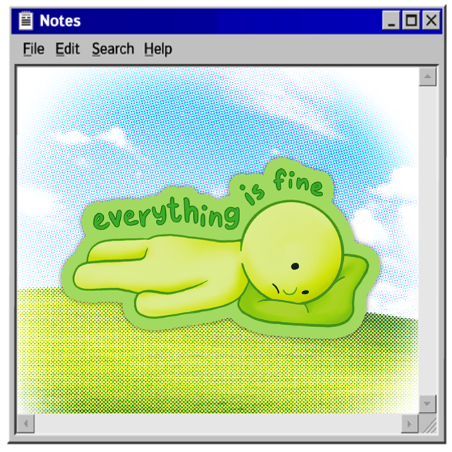 smiski « everything is fine » glossy vinyl sticker