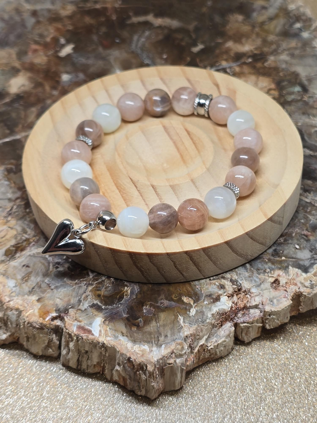 Bracelet Pierre de lune multicolore en 1 cm