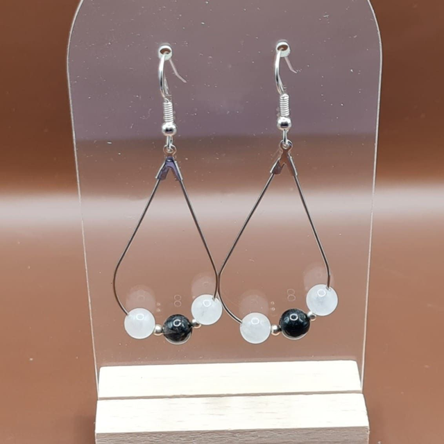 Crochets Quartz rose - tourmaline noire