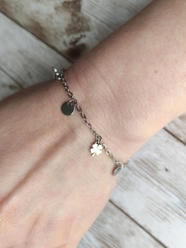 Bracelet acier inoxydable &quot;Trèfle&quot;