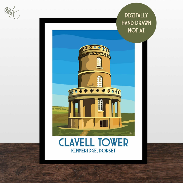 Clavell Tower, Kimmeridge, Travel Poster Print - Vintage Style Dorset Wall Art