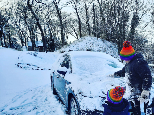 Funky Chunky Bobble Hat Set – Matching Adult &amp; Child Beanies – Handmade in Scotland