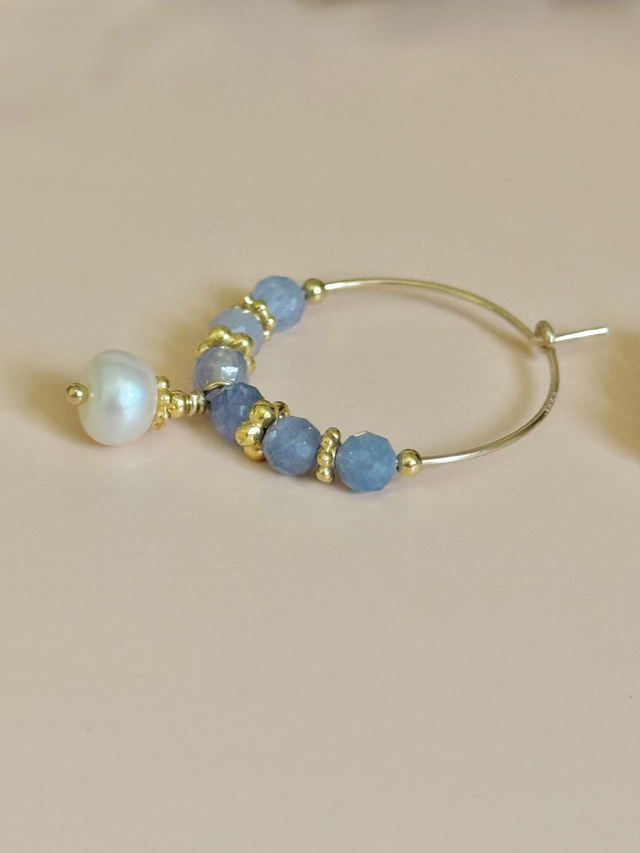 Créoles Tanzanite, Perles Philippines, Collection "Envoûtante"