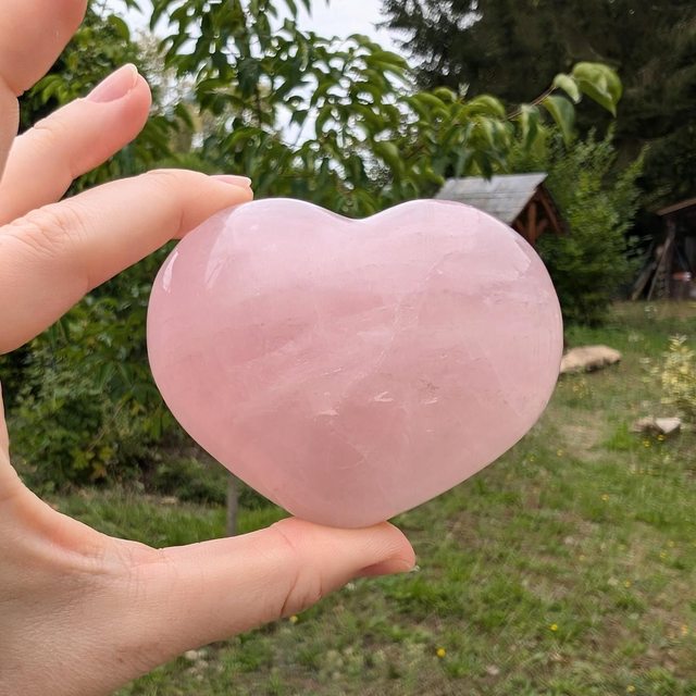 Galet Coeur Quartz Rose A+ (70-80mm)