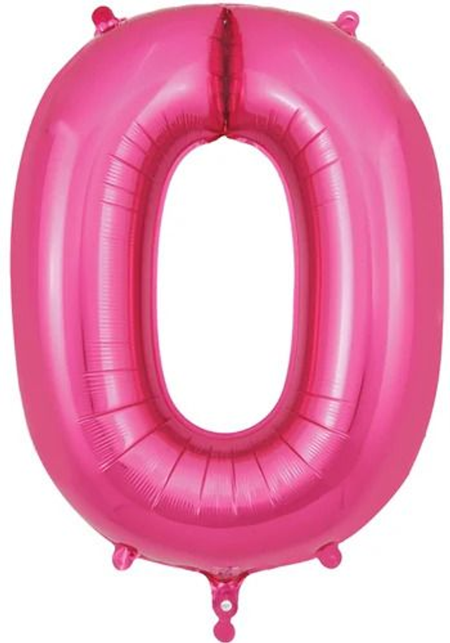 34" NUMBER ZERO PINK FOIL