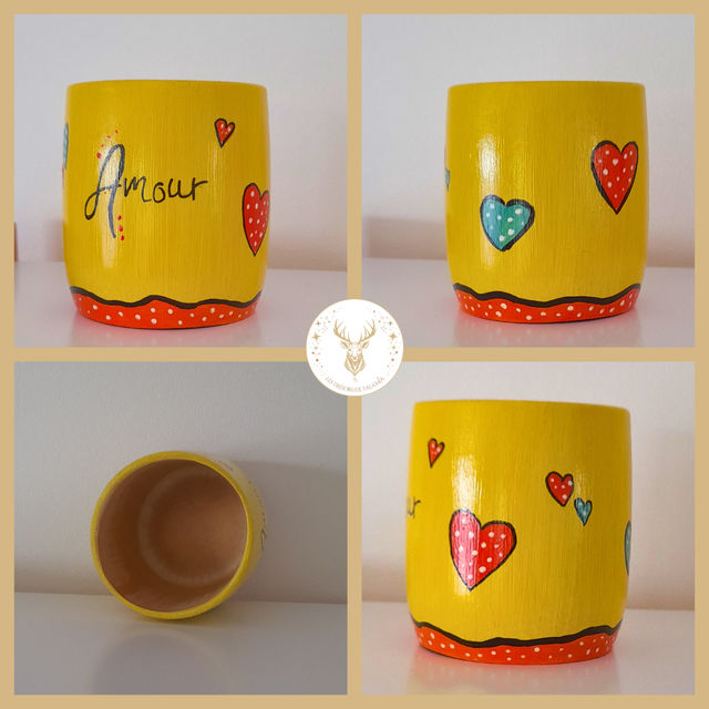 Mug en bambou jaune &quot;Amour&quot;