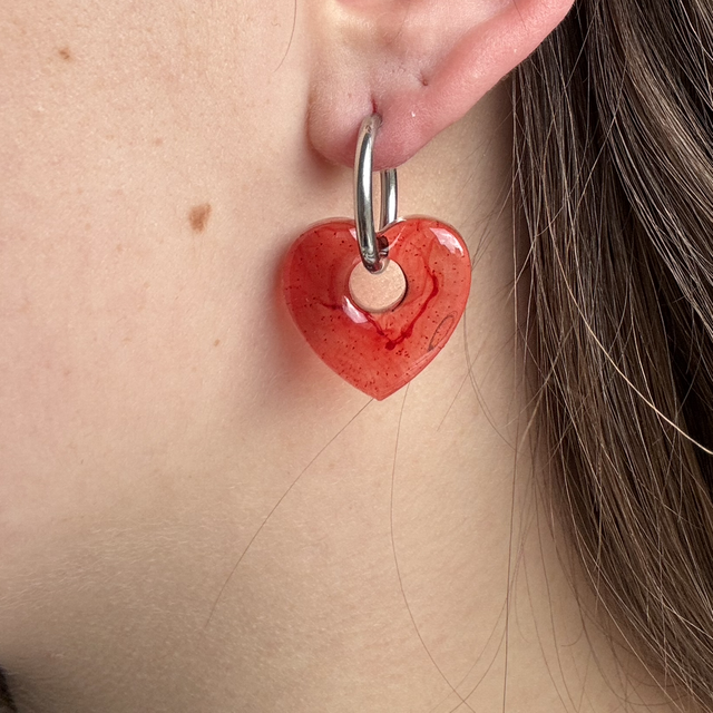 Pampilles interchangeables cœur rouge 